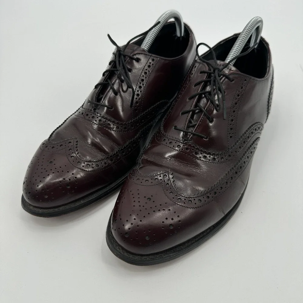 Hanover Wingtip Oxford Shoes Mens Size 10 Burgundy Leather Brogue‎ Dress Formal